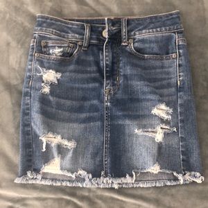 Distressed Jean mini skirt